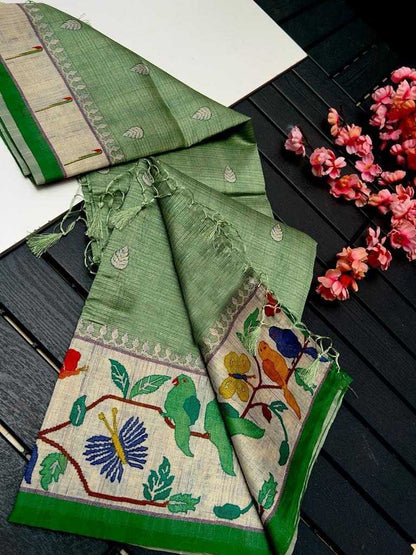 Soft Smooth Kesh101 Ant23 Silk Sarees  Paithani Soft Silk Tussar Silk Sarees