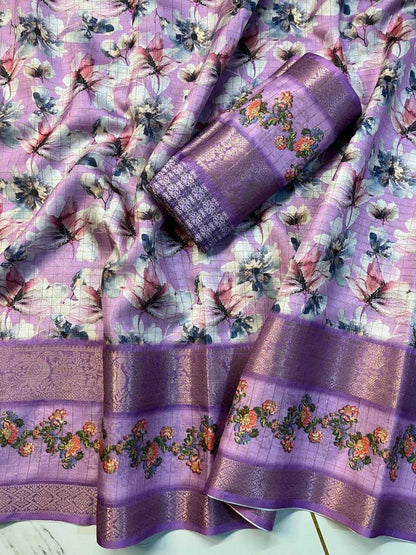 Soft Smooth Kesh117 Rwc01 Sarees  Printed Indian Zari Border Sarees