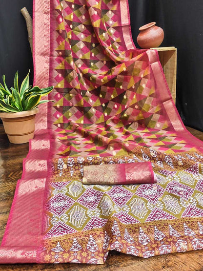 Soft Smooth Rin145 Aditi Sarees  Printed Ladies Lace Border Zari Border Sarees