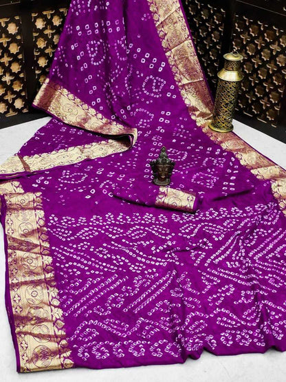 Soft Tapeta Silk Vad 20 Sarees  Bandhani Bandhej Printed Ladies Sarees