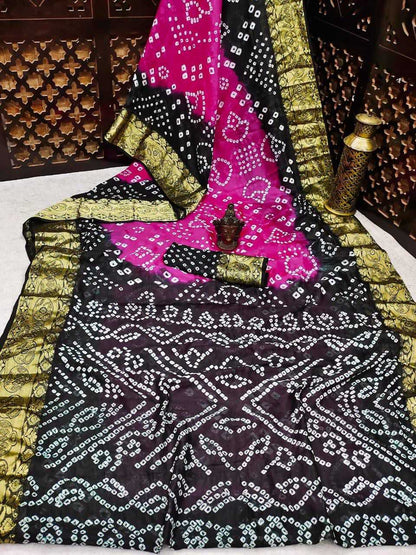 Soft Tapeta Silk Vad 20 Sarees  Bandhani Bandhej Printed Ladies Sarees