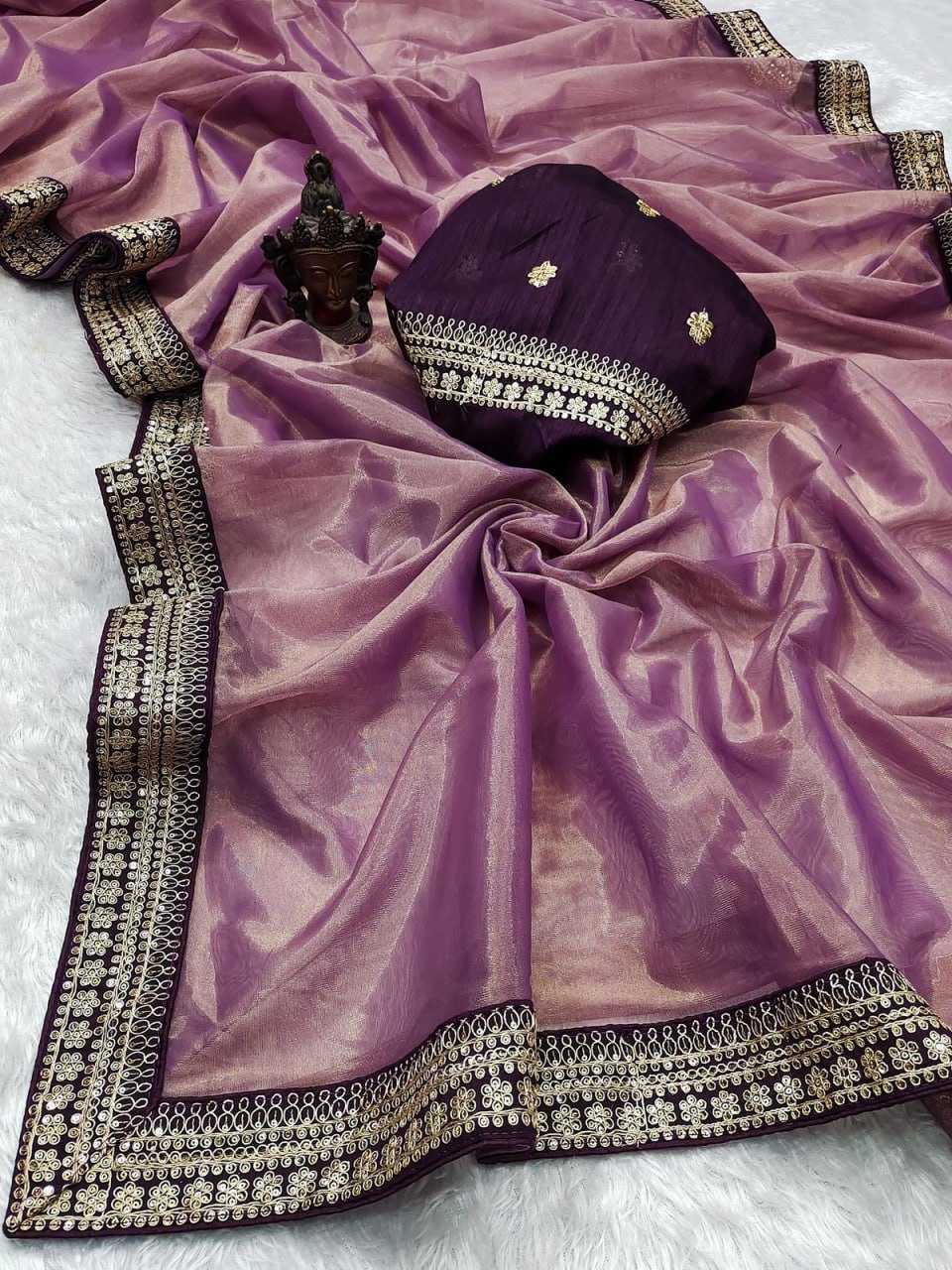 Soft Tissue Rin118 Rgk78 Sares  Sequence Tissue Silk Lace Border Zari Border Sarees