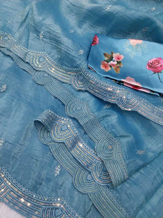 Soft Tissue Rin171 484 Sarees  Tissue Silk Embroidered Butta Cutwoork Sarees