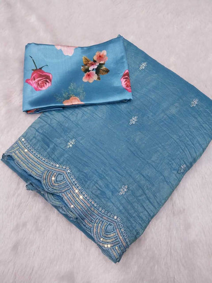 Soft Tissue Rin171 484 Sarees  Tissue Silk Embroidered Butta Cutwoork Sarees