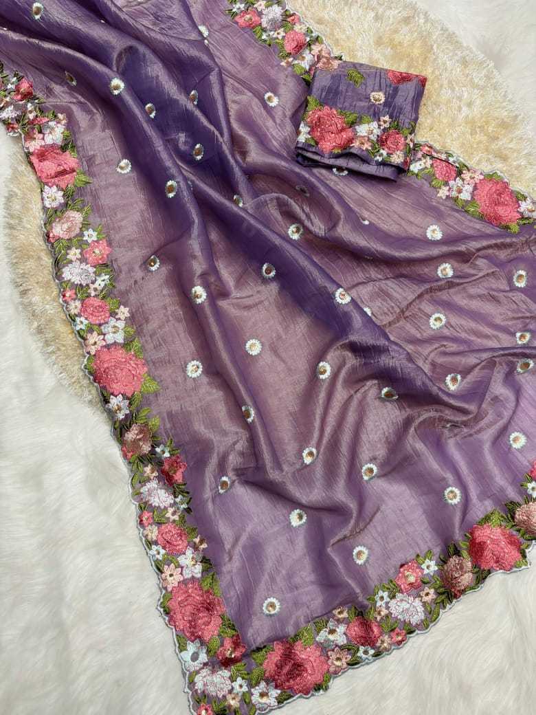 Soft Tissue Rin182 Run110 Sarees  Fancy Tissue Silk Work Cutwork Sarees