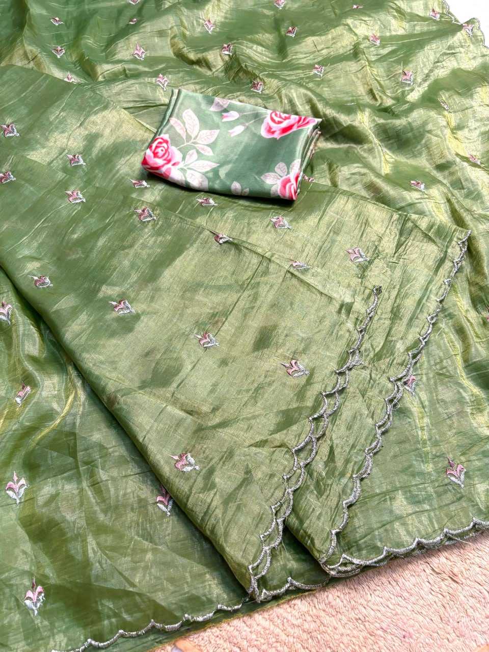 Soft Tissue Run 43 Sarees  Fancy Tissue Silk Cutwork Sarees