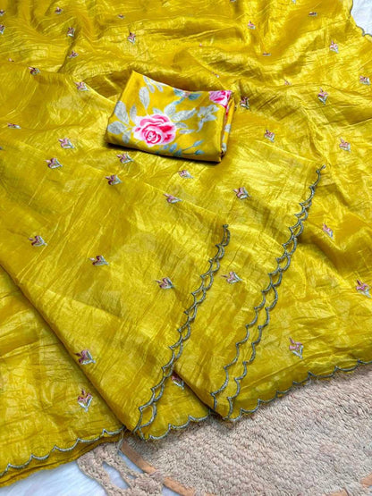 Soft Tissue Run 43 Sarees  Fancy Tissue Silk Cutwork Sarees