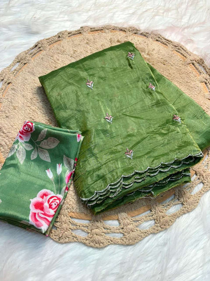 Soft Tissue Run 43 Sarees  Fancy Tissue Silk Cutwork Sarees