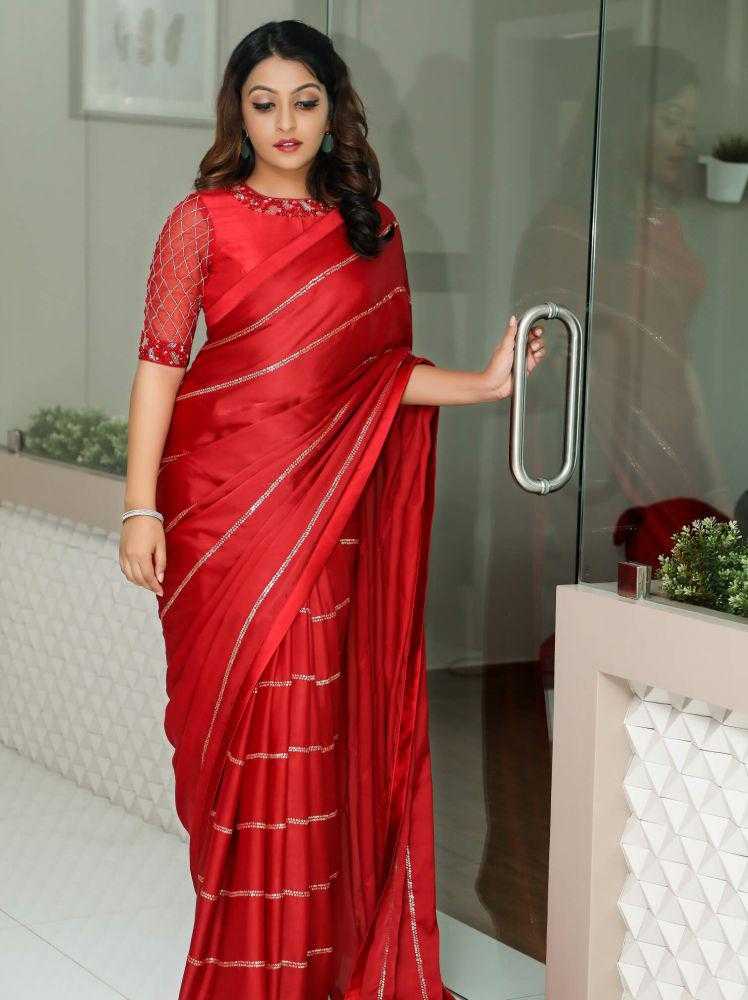 Soft Vichitra Aec Red Label Sarees  Fancy Sequence Sarees