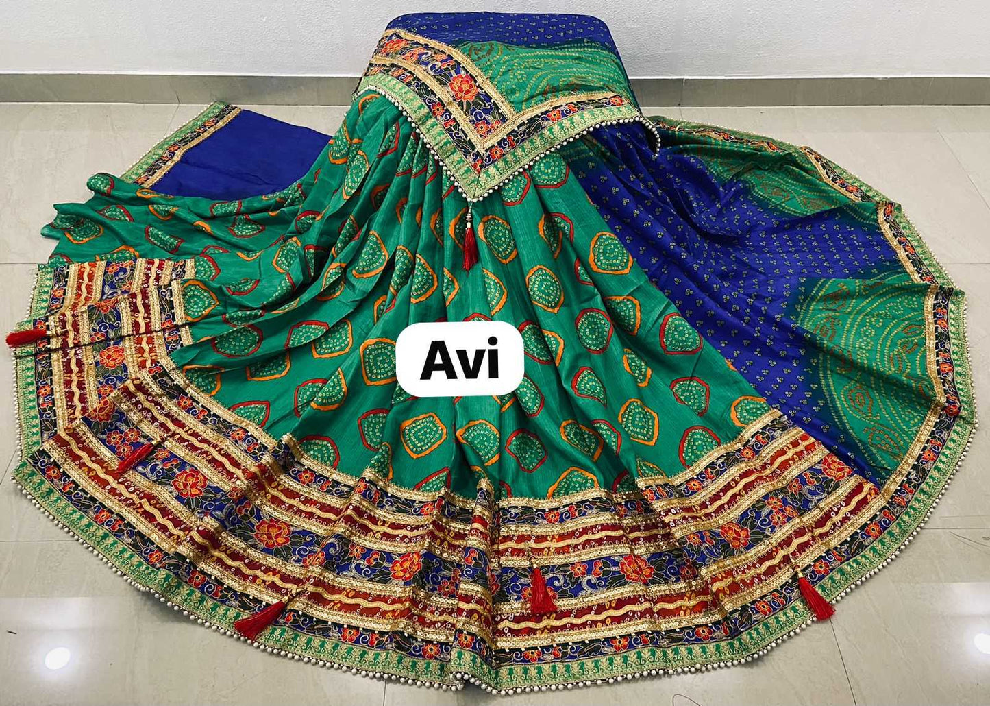 Soft Vichitra Rbc 14 Sarees  Gota Patti Lace Border Bandhani Bandhej Sarees E