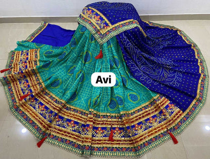 Soft Vichitra Rbc 14 Sarees  Gota Patti Lace Border Bandhani Bandhej Sarees E