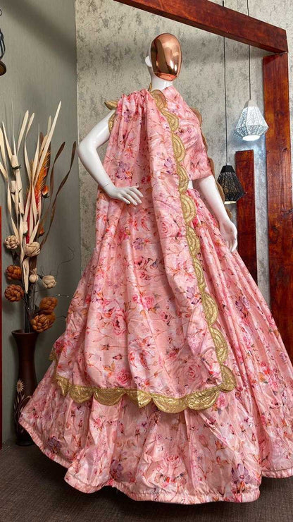 Soft Vichitra Rin141 458 Lehengas  Fancy Silk Printed Lehengas