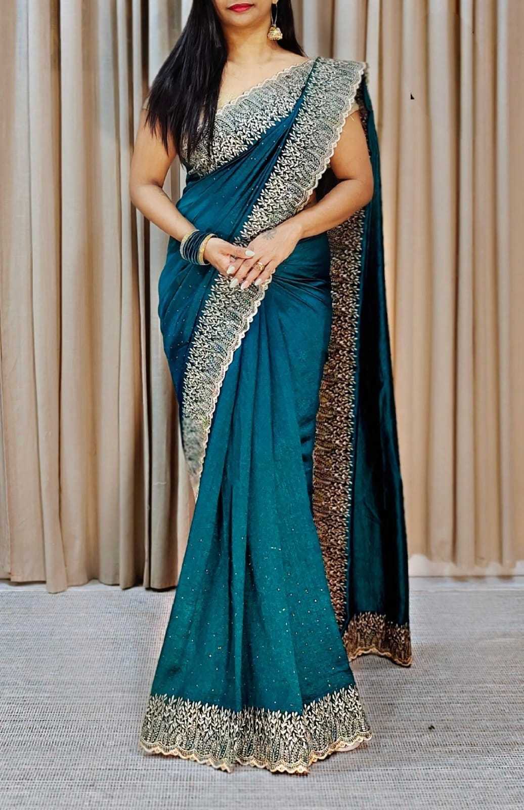 Soft Vichitra Rmp 389 Sarees  Fancy Embroidery Lace Border Sarees E