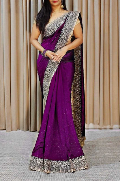 Soft Vichitra Rmp 389 Sarees  Fancy Embroidery Lace Border Sarees E