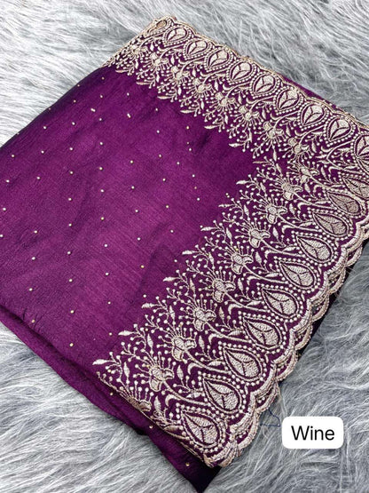 Soft Vichitra Rmp 420 Sarees  Fancy Embroidery Zari Border Sarees