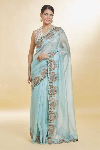 Tabby Silk Kesh188 9156 Sarees  Fancy Embroidered Silk Blue Sarees