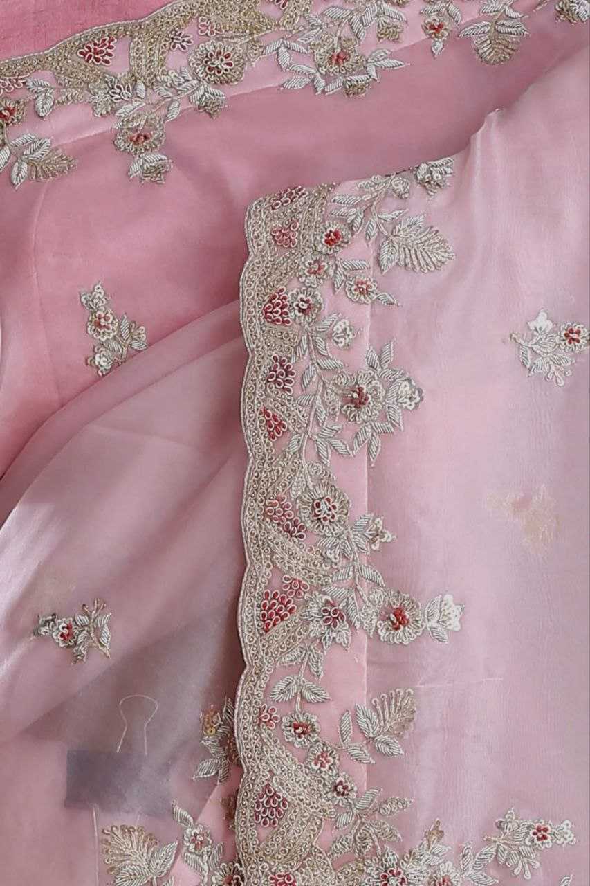 Tabby Silk Kesh188 9163 Sarees  Sequence Embroidered Cutwork Silk Pink Sarees