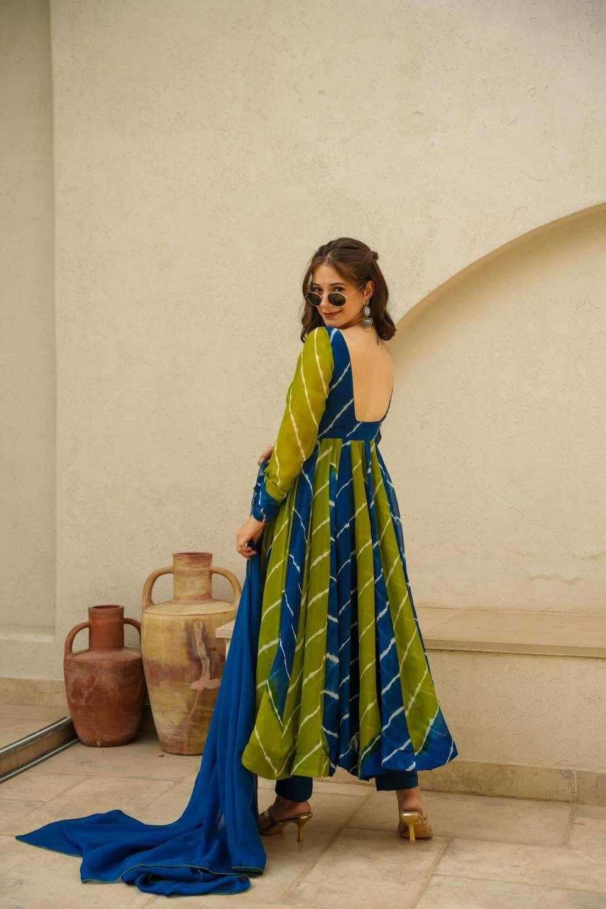 Tabby Silk Kesh224 198 Gowns  Printed Anarkali Long Silk Gowns With Dupatta