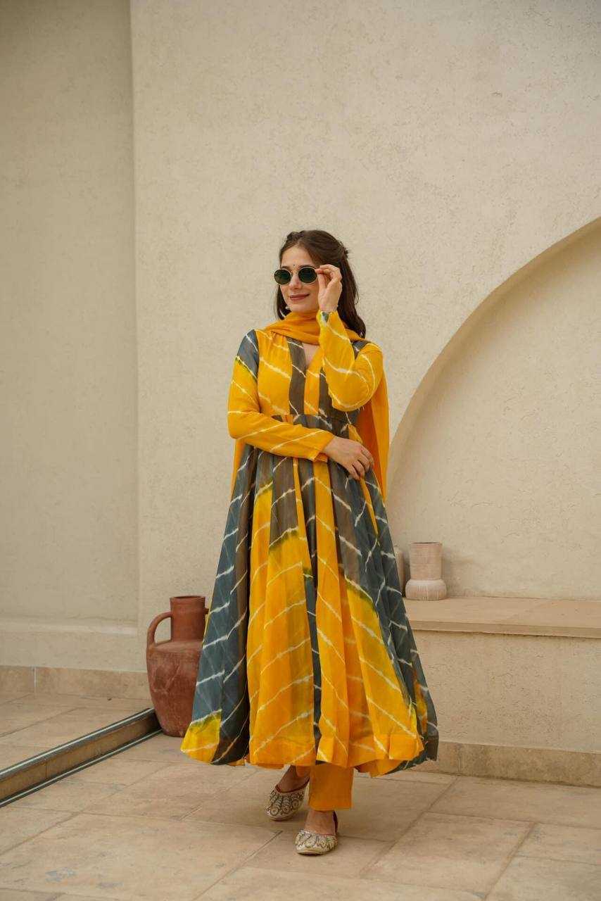 Tabby Silk Kesh224 198 Gowns  Printed Anarkali Long Silk Gowns With Dupatta