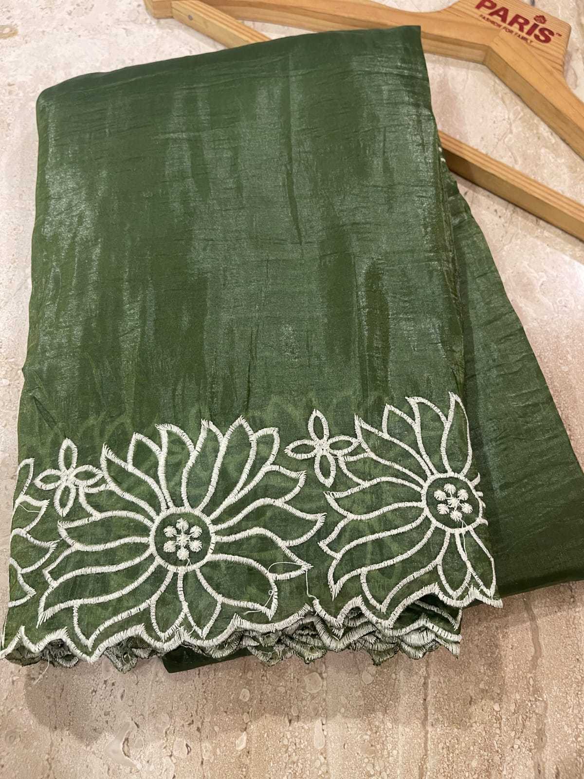 Tissue Kesh132 Krf14 Sarees  Tissue Silk Embroidered Lace Border Cutwork Sarees