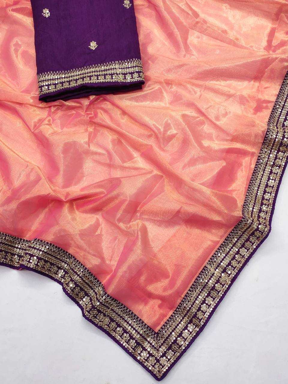 Tissue Kesh169 1273 Sarees  Fancy Tissue Silk Lace Border Zari Border Sarees