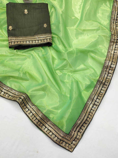 Tissue Kesh169 1273 Sarees  Fancy Tissue Silk Lace Border Zari Border Sarees