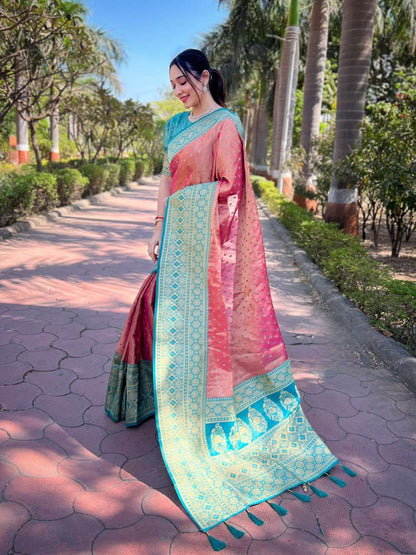 Tissue Rew 3227 Sarees  Tissue Silk Zari Border Sarees