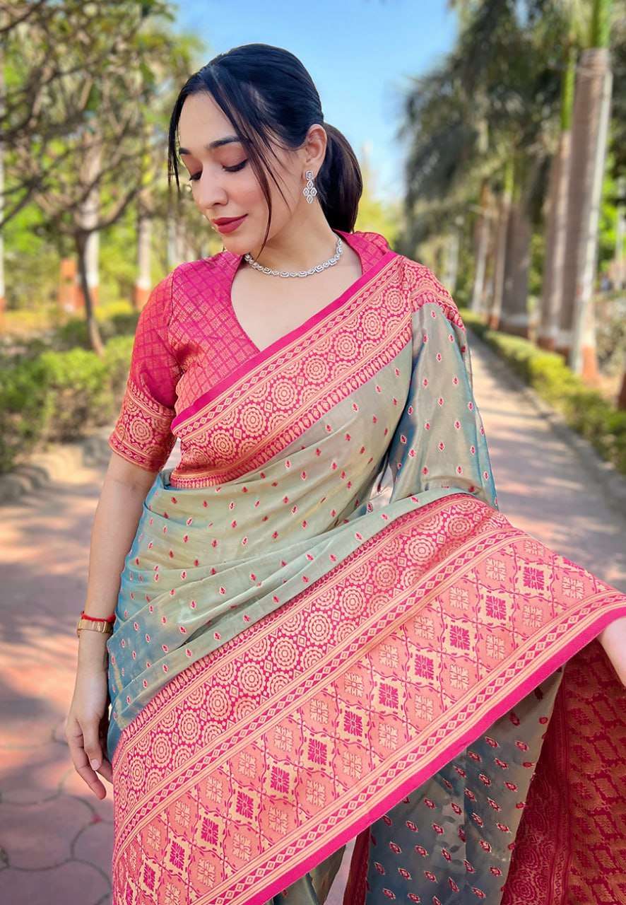 Tissue Rew 3227 Sarees  Tissue Silk Zari Border Sarees