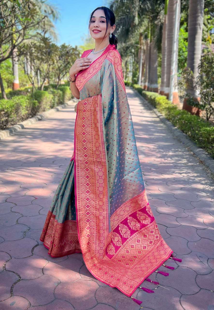 Tissue Rew 3227 Sarees  Tissue Silk Zari Border Sarees