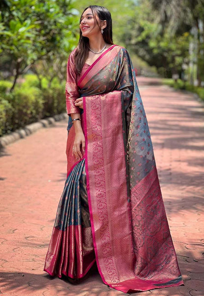 Tissue Rew Superhit Pattu Silk Sarees  Kanjeevaram Pattu Traditional Sarees