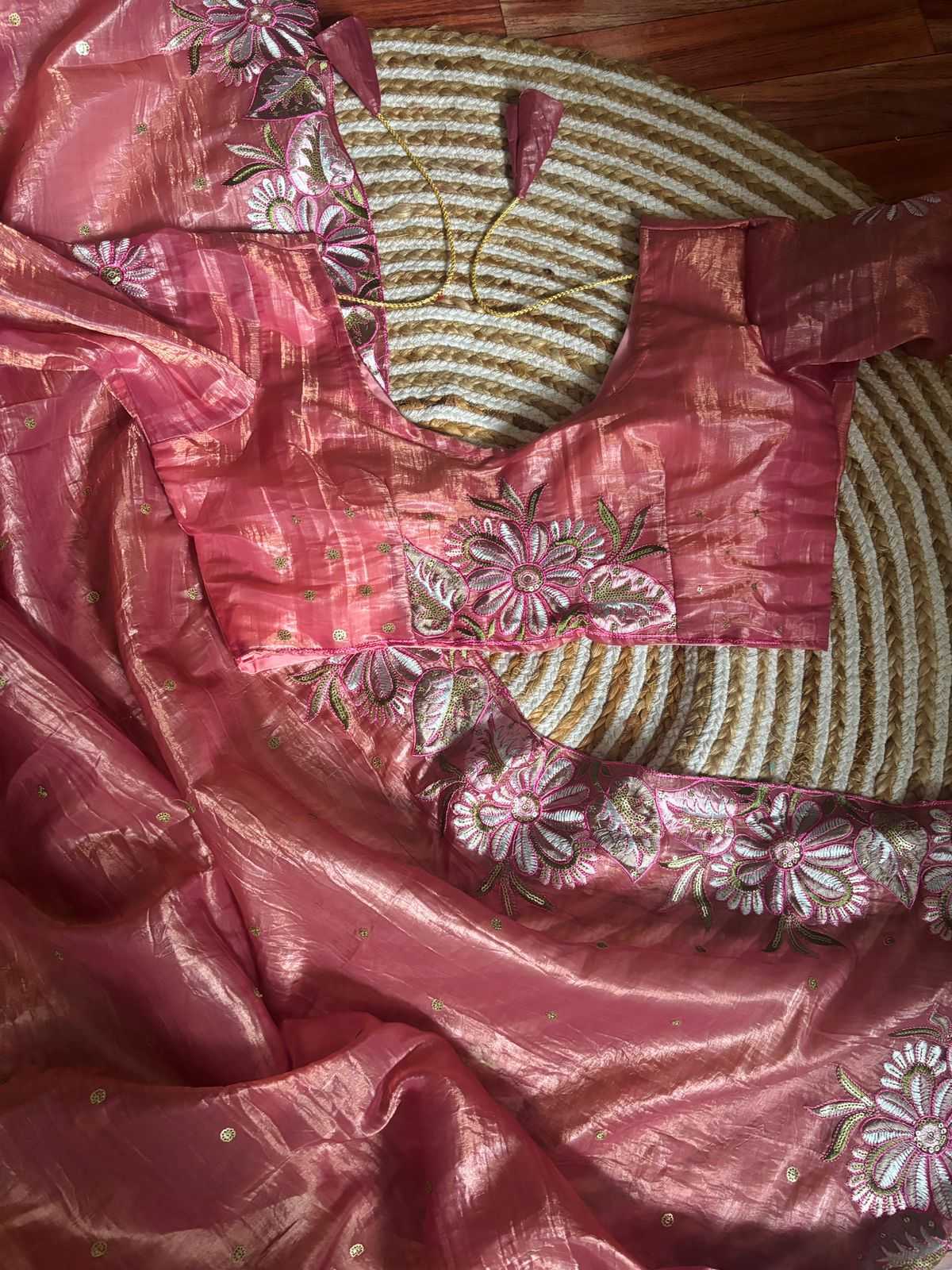 Tissue Rin182 Run59 Sarees  Tissue Silk Work Embroidered Sarees