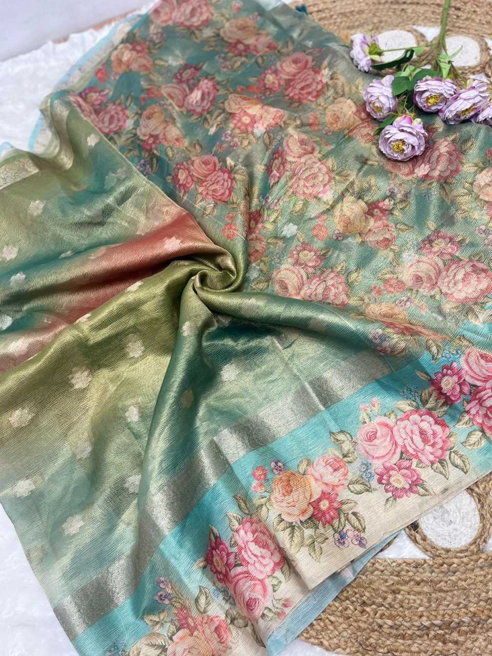 Tissue Silk Kesh101 Ant87 Sarees  Printed Ladies Tissue Silk Sarees