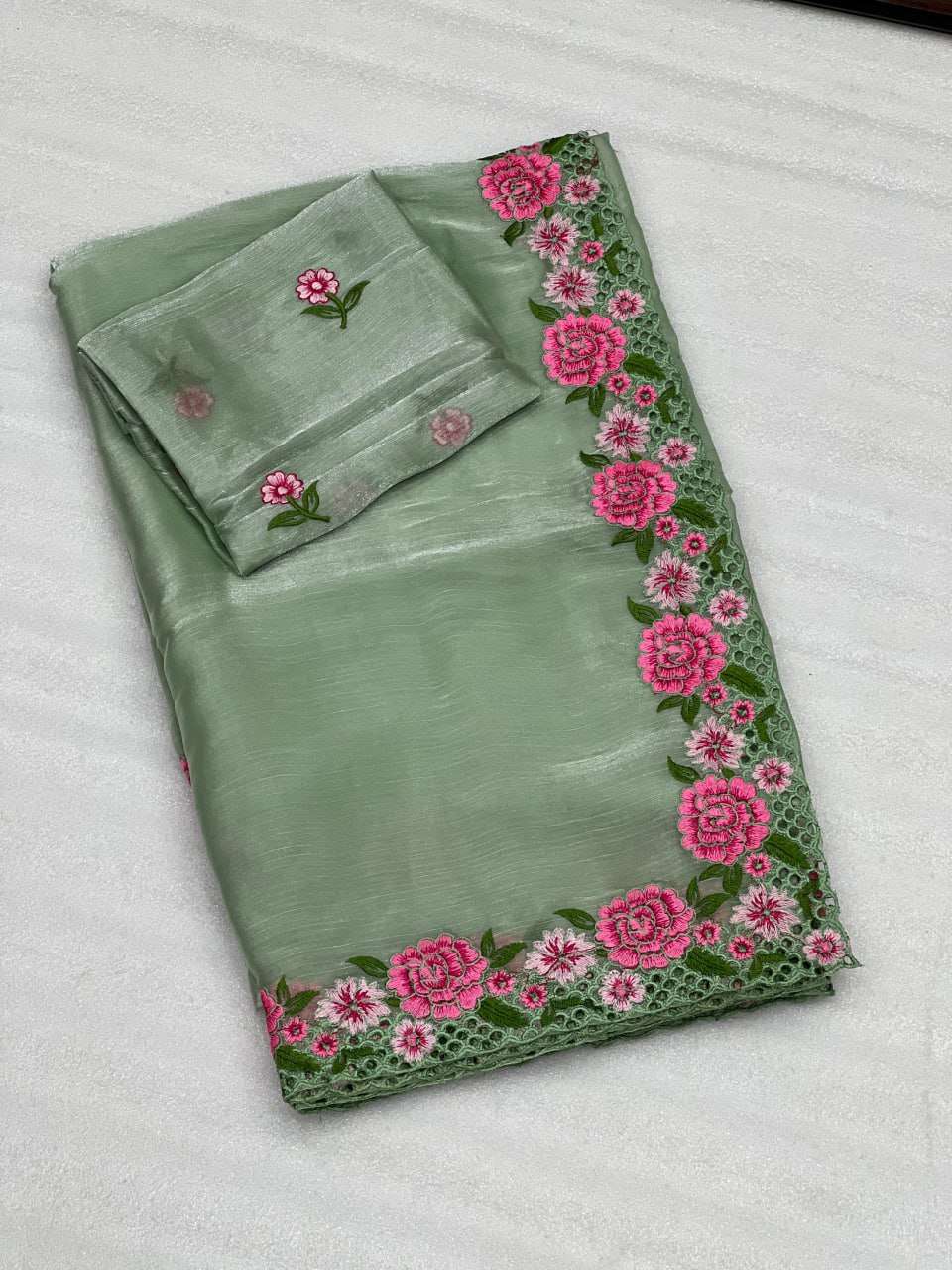 Tissue Silk Kesh107 Rnnc34 Sarees  Fancy Tissue Silk Embroidered Lace Border Sarees