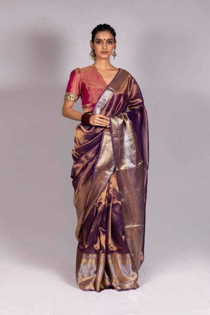 Tissue Silk Kesh131 Glass Tissue Sarees  Ladies Tissue Silk Zari Border Sarees