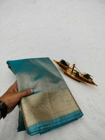 Tissue Silk Kesh131 Studio Tissue Sarees  Tissue Silk Lace Border Zari Border Sarees