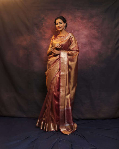 Tissue Silk Kesh131 Studio Tissue Sarees  Tissue Silk Lace Border Zari Border Sarees