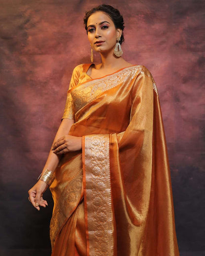 Tissue Silk Kesh131 Studio Tissue Sarees  Tissue Silk Lace Border Zari Border Sarees