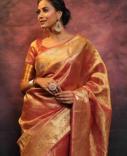 Tissue Silk Kesh131 Studio Tissue Sarees  Tissue Silk Lace Border Zari Border Sarees