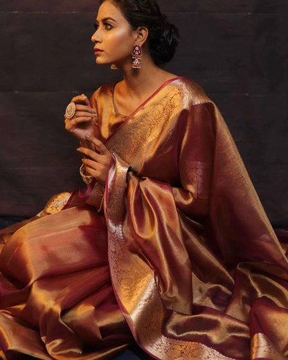 Tissue Silk Kesh131 Studio Tissue Sarees  Tissue Silk Lace Border Zari Border Sarees