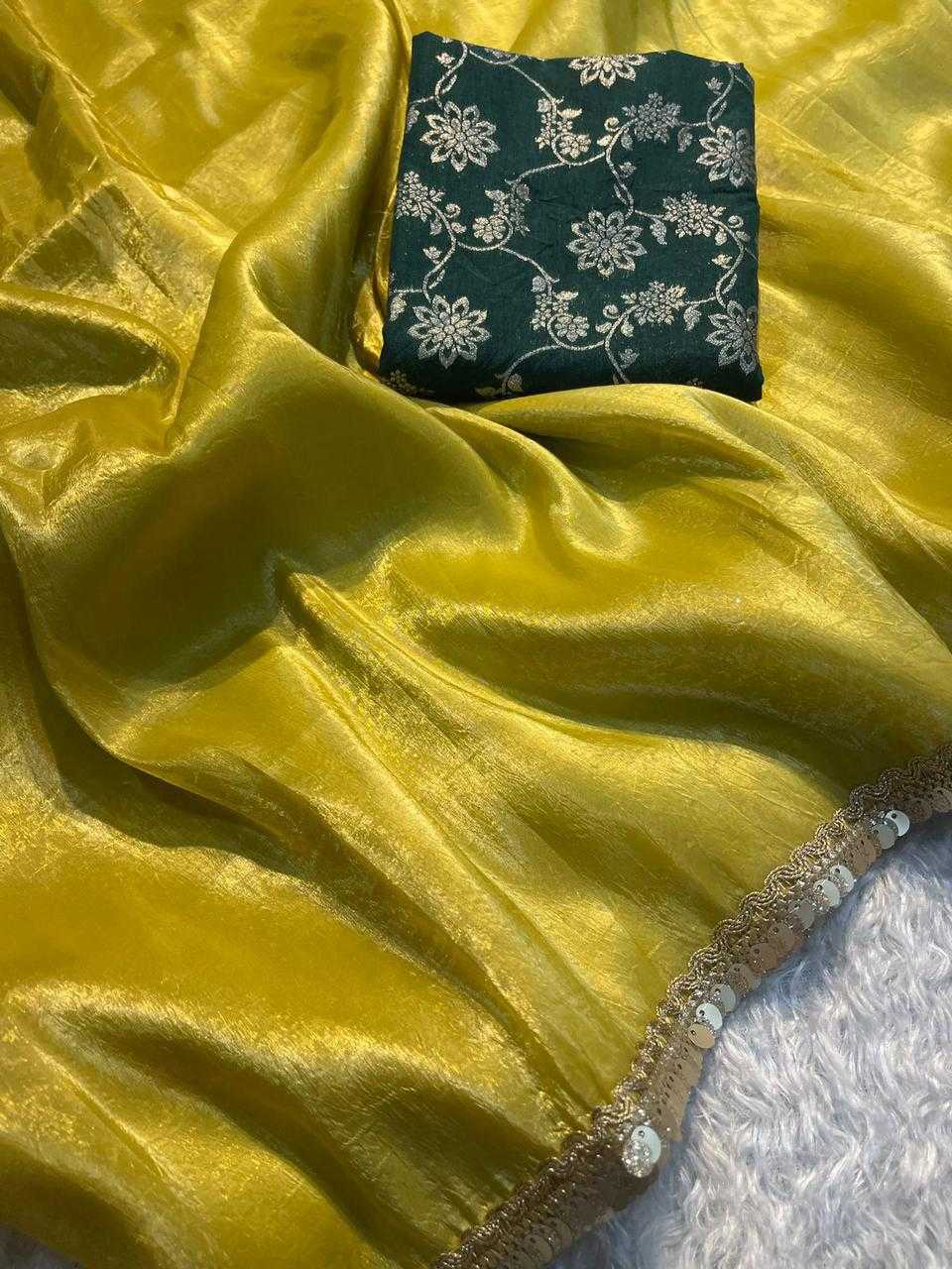 Tissue Silk Kesh132 Krf18 Sarees  Tissue Silk Plain Solid Lace Border Sarees