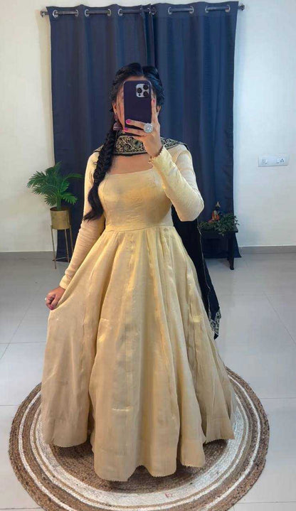 Tissue Silk Kesh163 28 Gowns  Fancy Anarkali Long Gowns