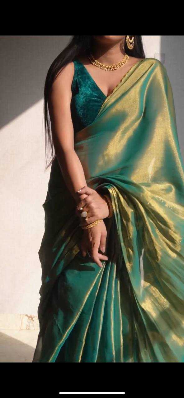 Tissue Silk Kesh186 1012 Sarees  Fancy Tissue Silk Plain Solid Silk Sarees With Blouse