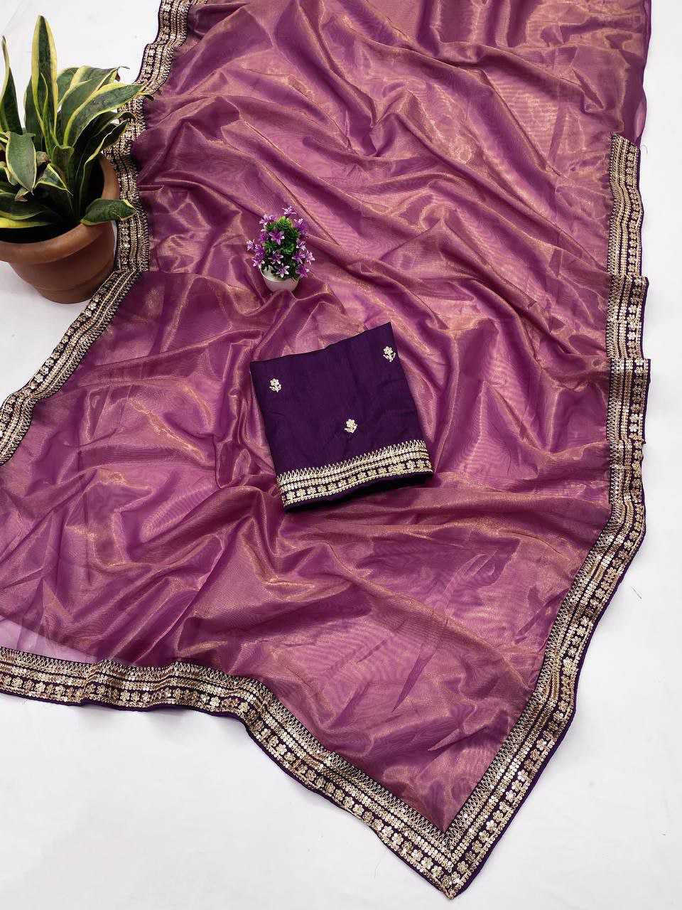 Tissue Silk Kesh188 9143 Sarees  Tissue Silk Lace Border Zari Border Silk Zari Sarees