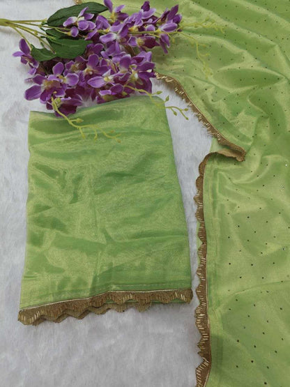 Tissue Silk Kesh189  Vet05 Sarees  Jimmy Choo Tissue Silk Lace Border Cutwork Swarovski Silk Sarees