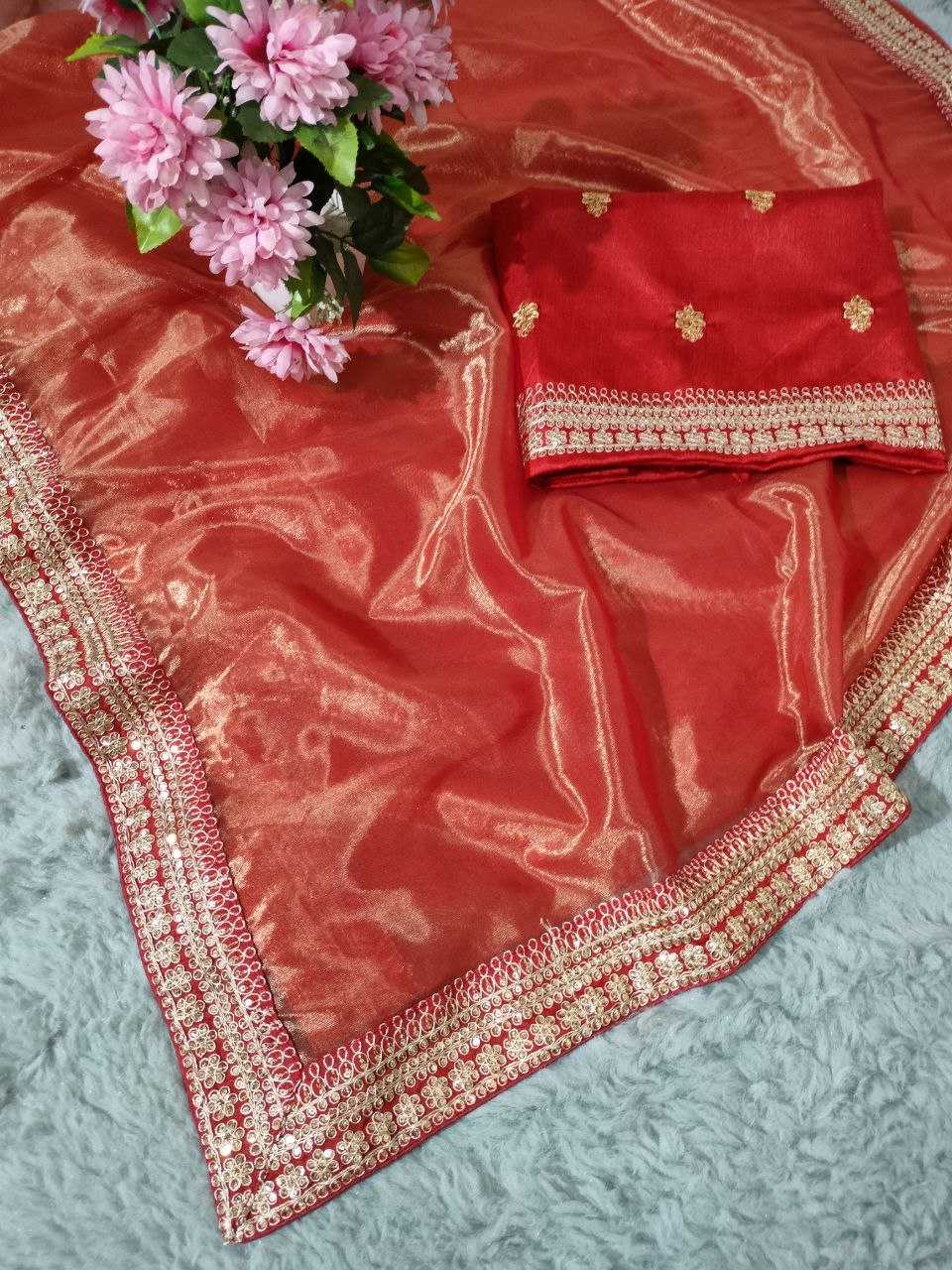 Tissue Silk Kesh208 056 Sarees  Sequence Tissue Silk Lace Border Silk Sarees