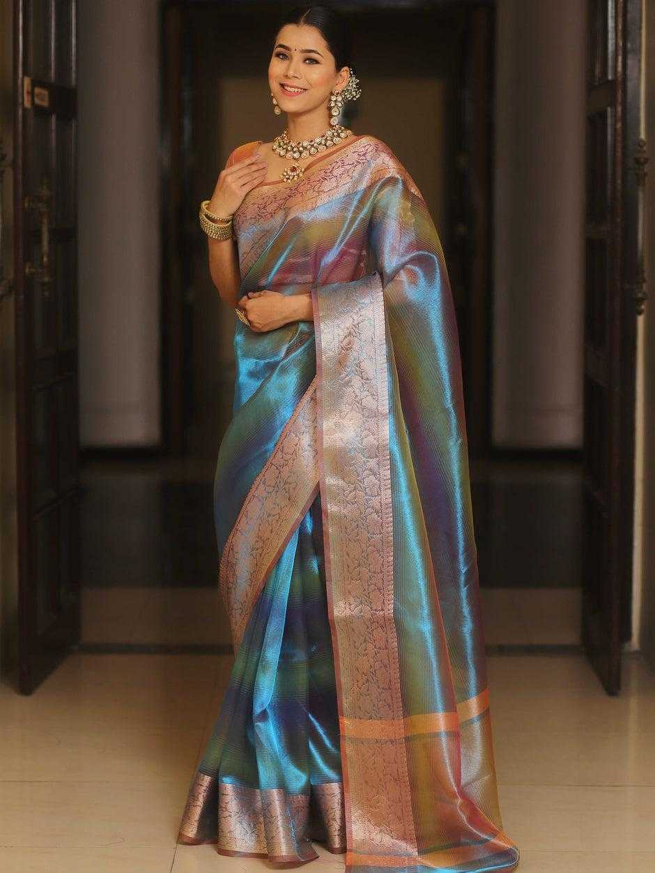 Tissue Silk Mkd 63 Sarees  Ladies Tissue Silk Lace Border Sarees