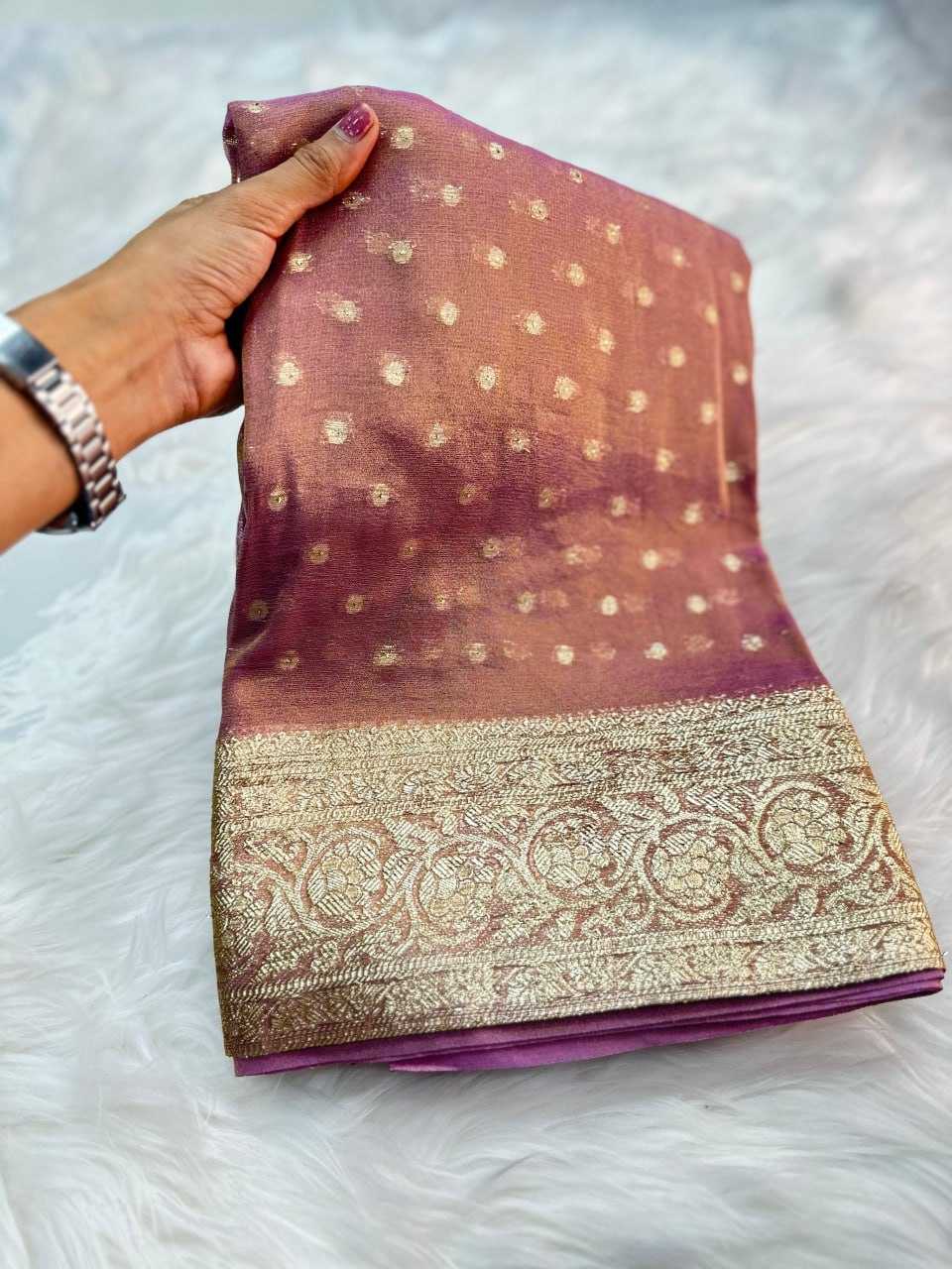 Tissue Silk Rin104  Ape110 Sarees  Tissue Silk Butta Viscose Silk Sarees