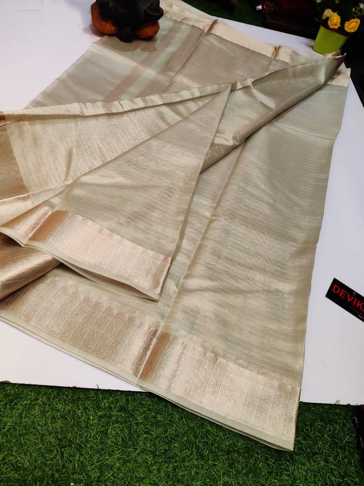 Tissue Silk Rin149 Mkd124 Sarees  Tissue Silk Lace Border Zari Border Sarees