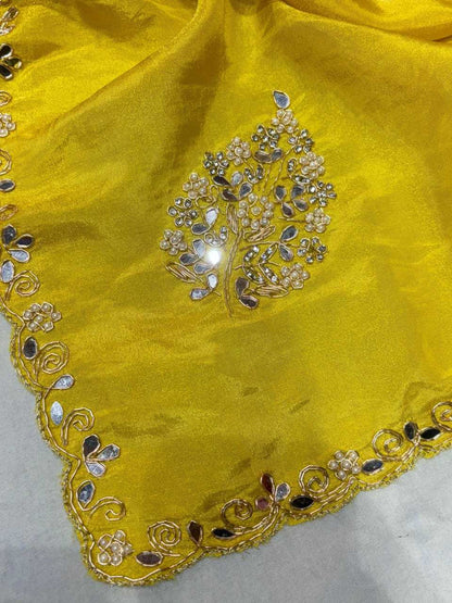 Tissue Silk Rin152 Nsd79 Sarees  Tissue Silk Cutwork Mirror Work Zari Sarees