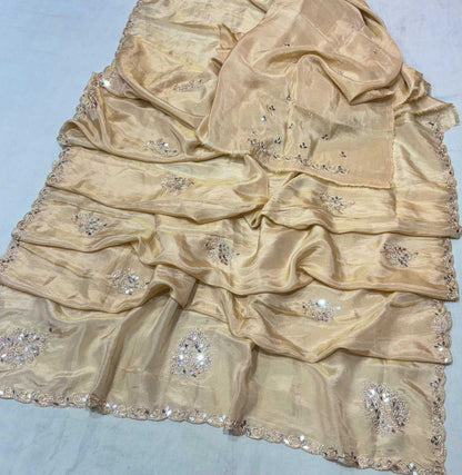 Tissue Silk Rin152 Nsd79 Sarees  Tissue Silk Cutwork Mirror Work Zari Sarees